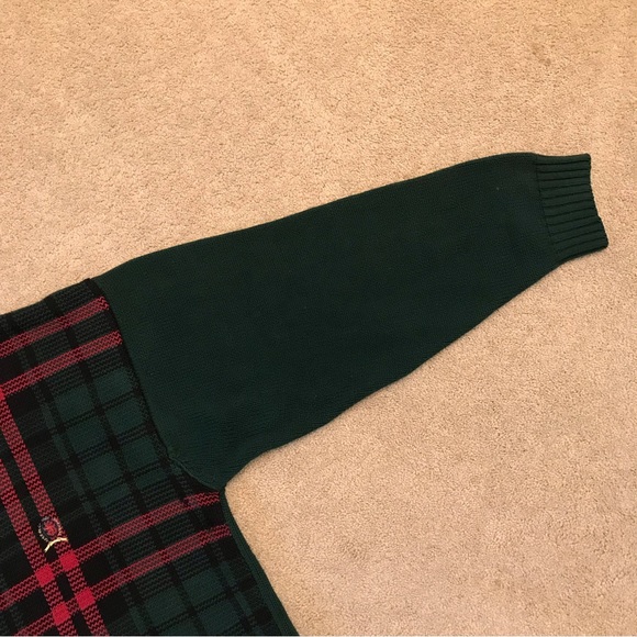 Vintage Tommy Hilfiger Sweater Adult Size Large Hunter Green Plaid Crest Men 90s - Picture 7 of 8